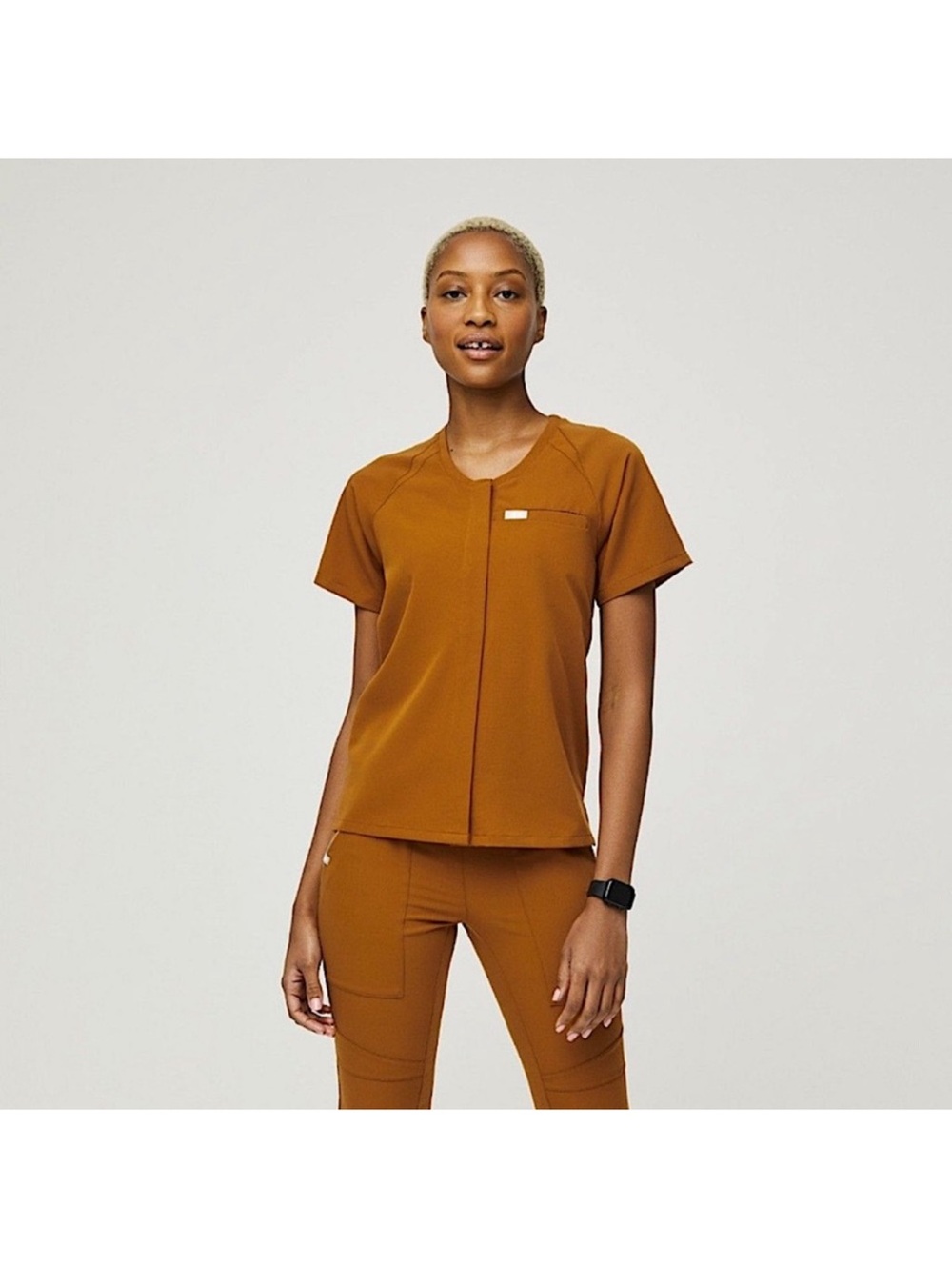 Figs Button Up Scrub Top Limited Edition Atlantic Fall Orange Size S EUC!